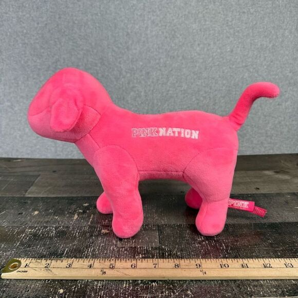 2018 Victorias Secret Large Pink Nation Pink Dog 10" Velvet Plush Collectible - Picture 4 of 5